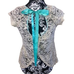 Daytrip Lace T Shirt Slit Back Ribbon Bow Lace Up Casual Fall Spring Buckle